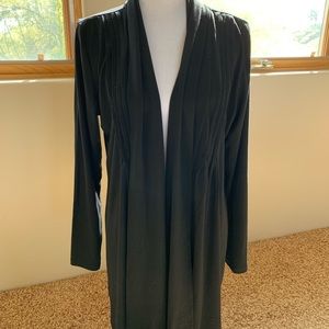 Black Open Cardigan / Jacket with Pleating Detail